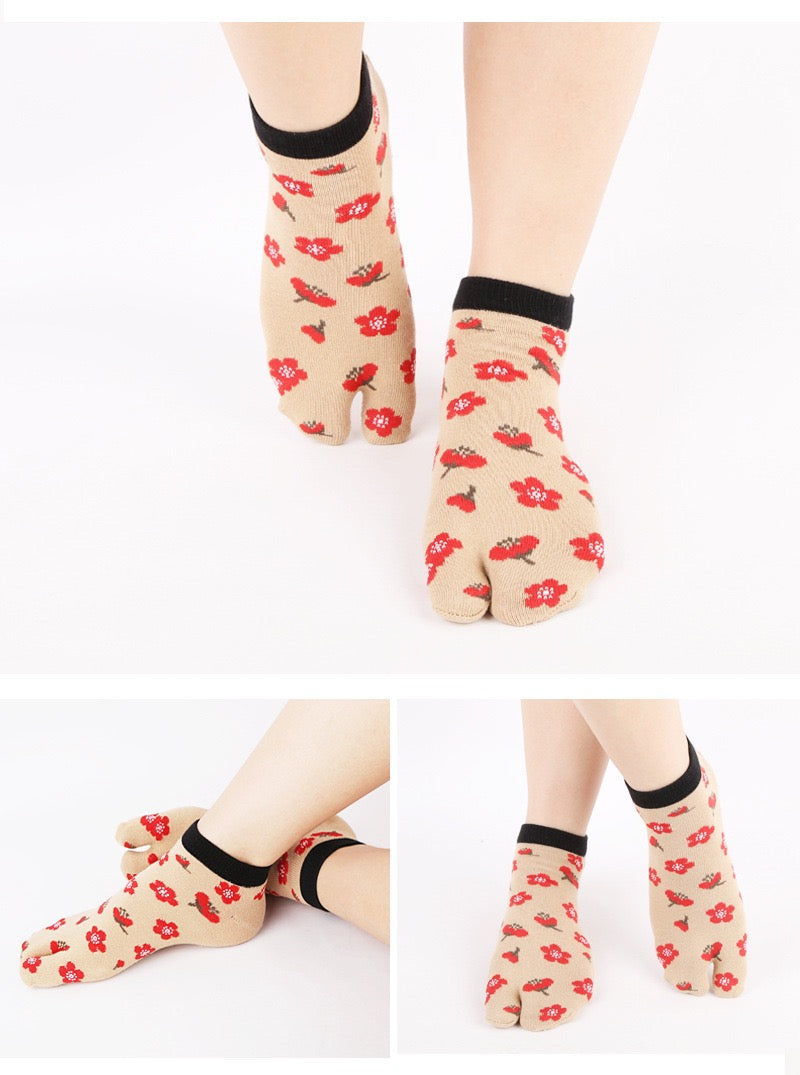 Japanese Ankle Tabi Socks 【Floral】