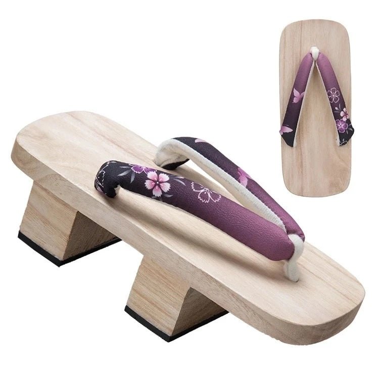 Women's Traditional Japanese Sandals 【Purple Butterfly】 - Getamashi