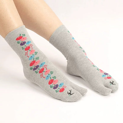 Japanese Tabi Socks 4 Pieces Set 【Spring Blossom and Swallow】