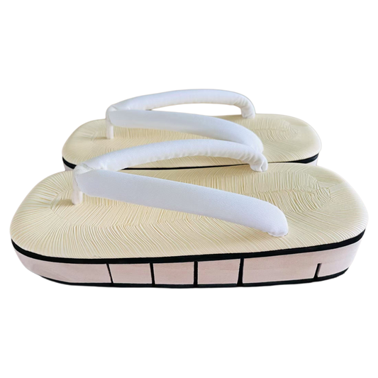 Men’s Wooden Flex Geta Sandals 【Classic White】