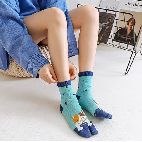 cartoon-themed socks with animal designs.