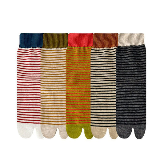 Colorful Stripes Mid-Calf Women Tabi Socks - Getamashi