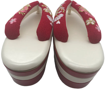 Getamashi Women's Embroidered Platform Zori Sandals 