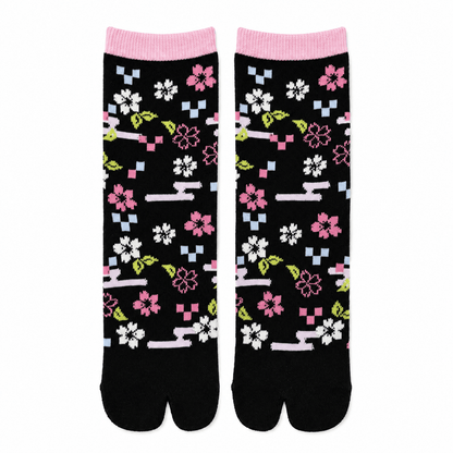 Japanese Tabi Socks 【Black Sakura】 - Getamashi