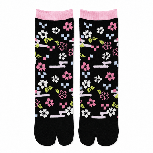 Japanese Tabi Socks 【Black Sakura】 - Getamashi