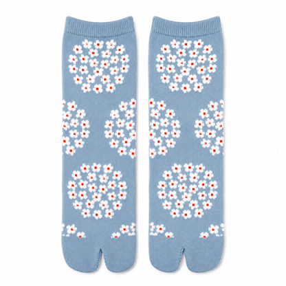 Japanese Tabi Socks 【Blue Floral Heart】 - Getamashi