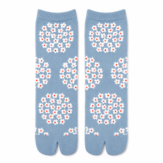 Japanese Tabi Socks 【Blue Floral Heart】 - Getamashi