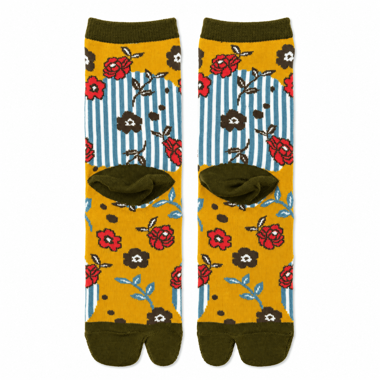 Japanese Tabi Socks 【Mustard Floral】 - Getamashi