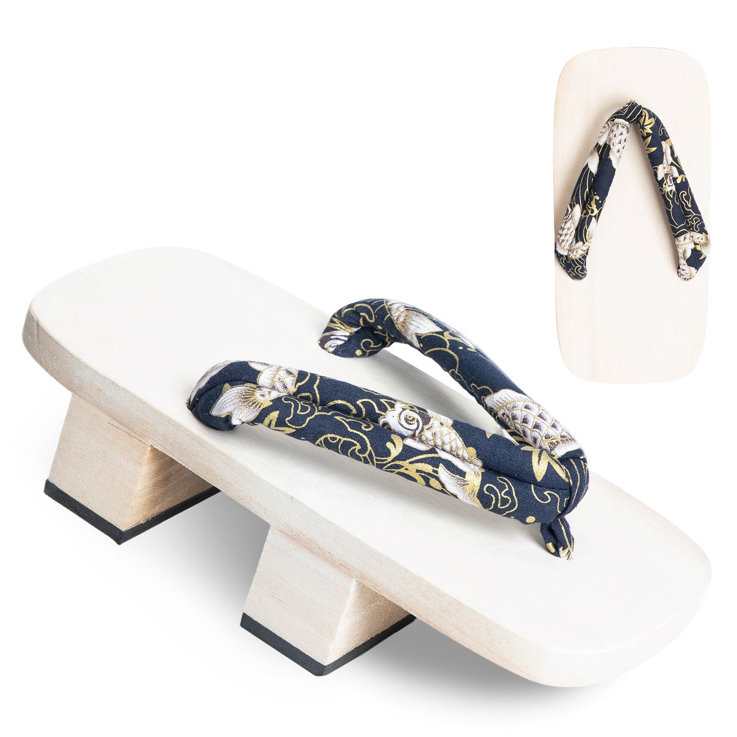 Men’s Traditional Japanese Sandals 【White Base Blue Koi】