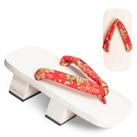 Men’s Traditional Japanese Sandals 【White Base Red Koi】 - Getamashi