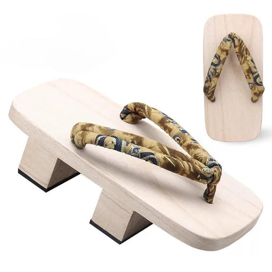 Men’s Traditional Japanese Sandals 【Yellow Dragon】 - Getamashi