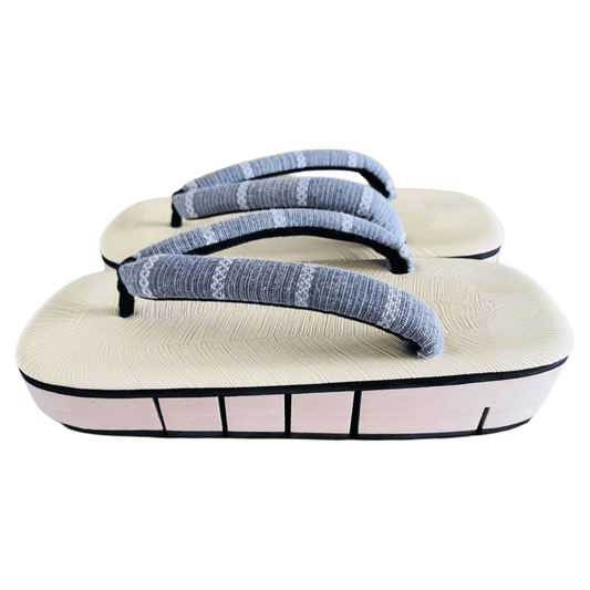 Men’s Wooden Flex Geta Sandals 【Gray Stripe】 - Getamashi