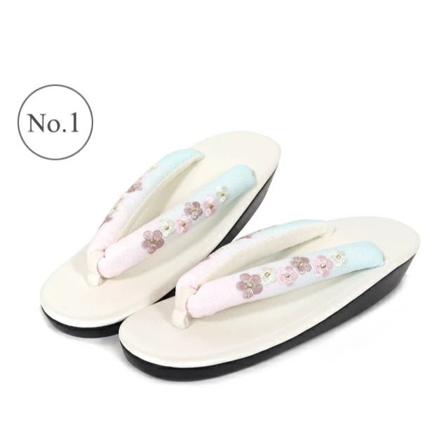 Women's Embroidered Soft Zori Sandals 【10 Colors Collection】 - Getamashi