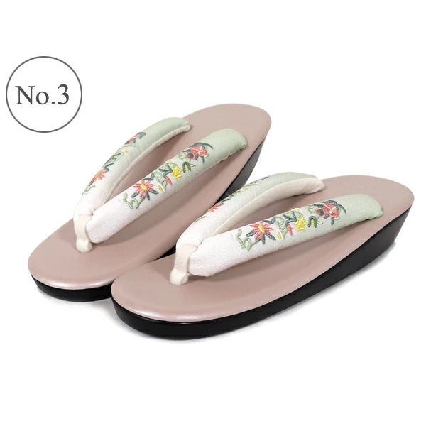 Women's Embroidered Soft Zori Sandals 【10 Colors Collection】 - Getamashi