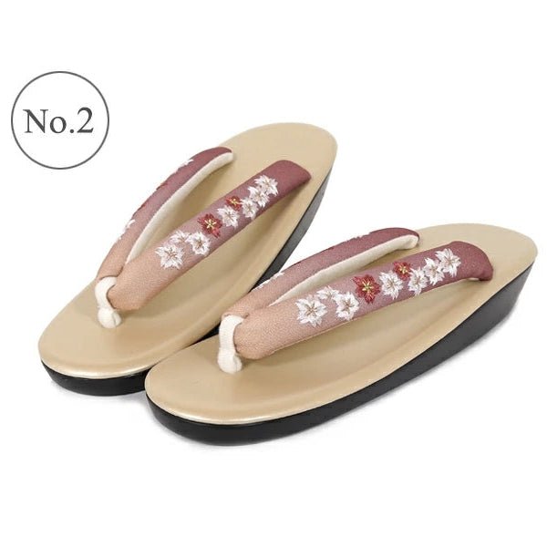Women's Embroidered Soft Zori Sandals 【10 Colors Collection】 - Getamashi