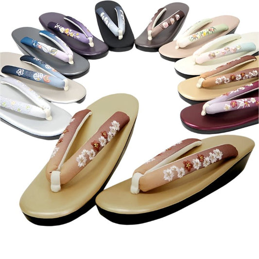 Women's Embroidered Soft Zori Sandals 【10 Colors Collection】 - Getamashi