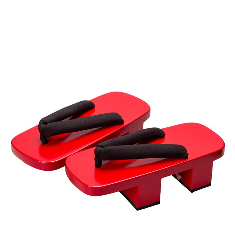 Women's Red Lacquered Traditional Geta Sandals - Getamashi