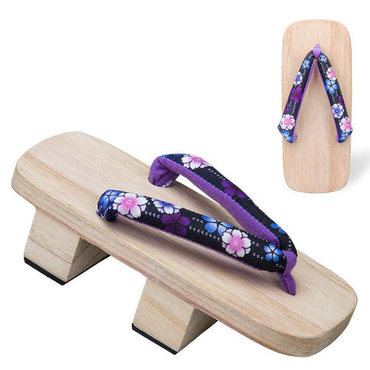 Women's Traditional Japanese Sandals 【Black Sakura】 - Getamashi