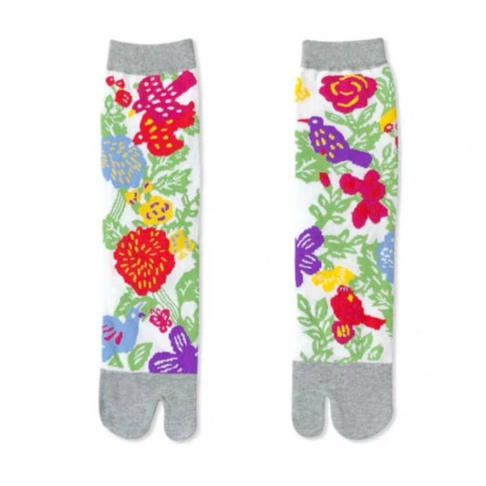 Japanese Tabi Socks 【Birds & Flowers】 - Getamashi