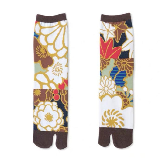 Japanese Tabi Socks 【Japanese Floral Print】 - Getamashi