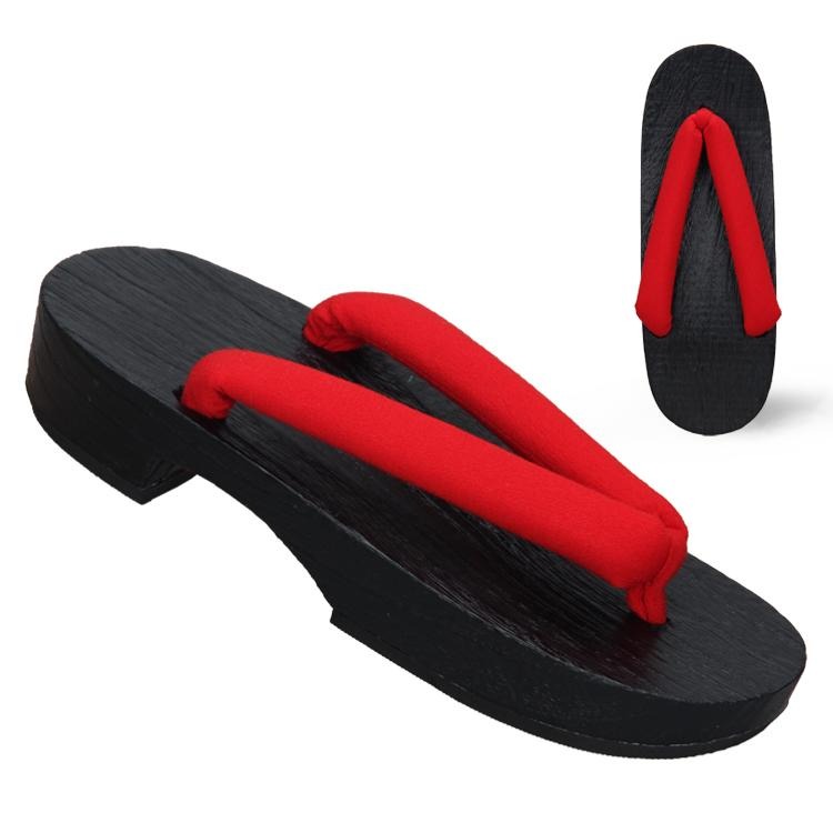 Black Women's Geta Sandals 【Classic Red】