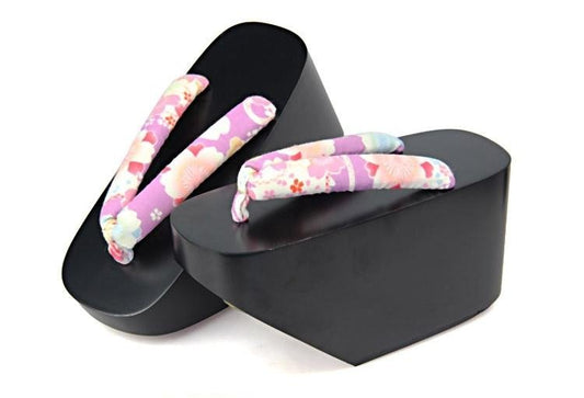 Black Geisha Shoes 【Purple Sakura】 - Getamashi