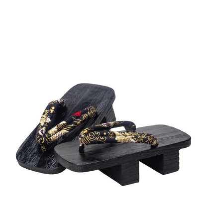 Men’s Traditional Japanese Sandals 【Black Koi】 - Getamashi