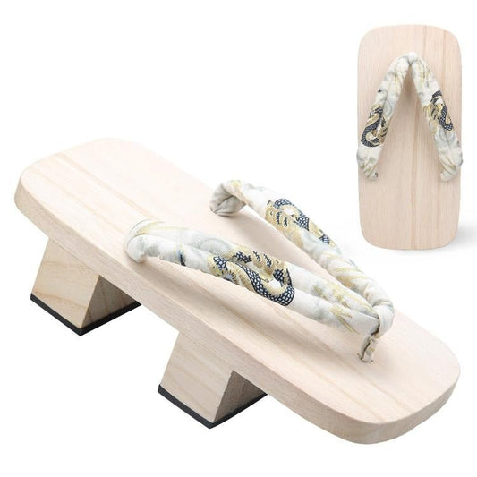 Men’s Traditional Japanese Sandals 【White Dragon】 - Getamashi