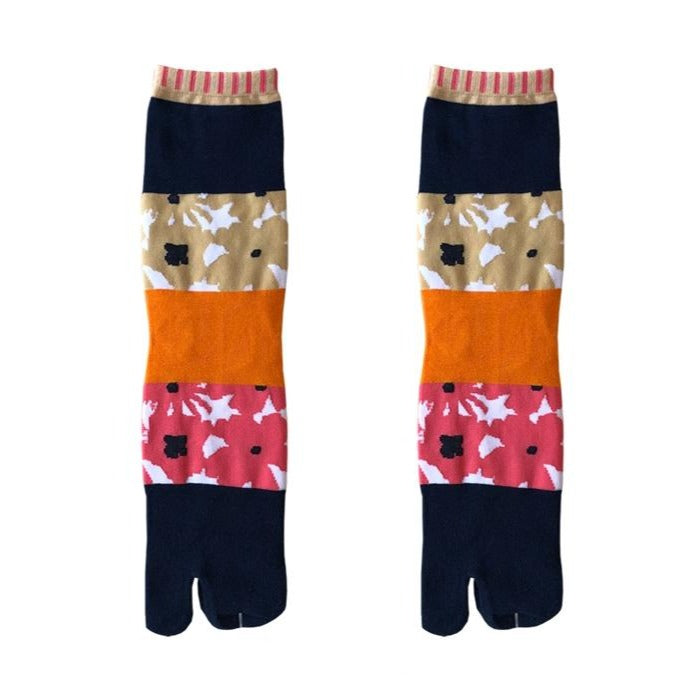 Japanese Tabi Socks 【Spliced Floral Print】 - Getamashi