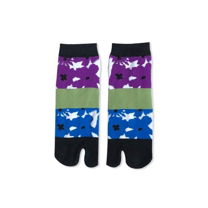 Japanese Tabi Socks 【Blue & Purple Flowers】 - Getamashi