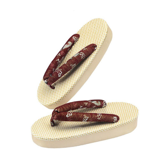 Unisex Zori Sandals 【Red Wave】 - Getamashi