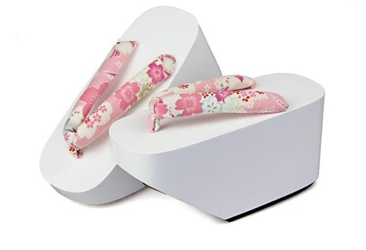 White Geisha Shoes 【Pink Sakura】 - Getamashi