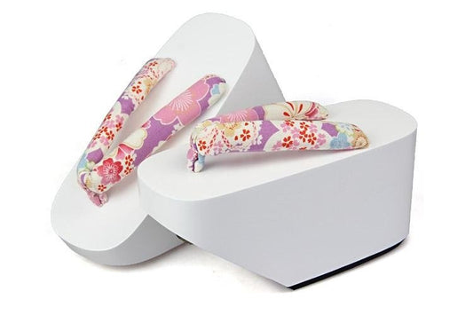 White Geisha Shoes 【Purple Sakura】 - Getamashi