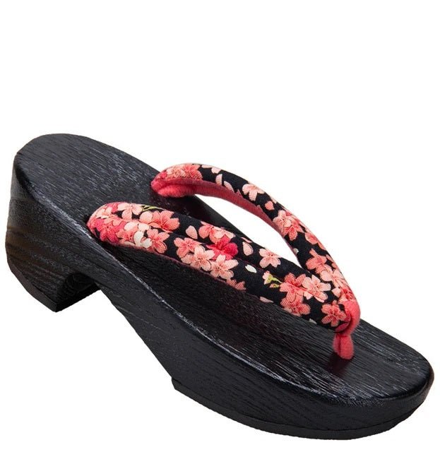 Women's Geta Clogs 【Black Sakura】 - Getamashi