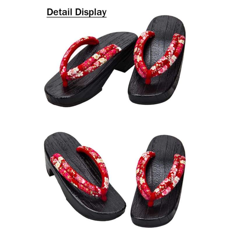 Women's Geta Clogs 【Red Sakura】 - Getamashi
