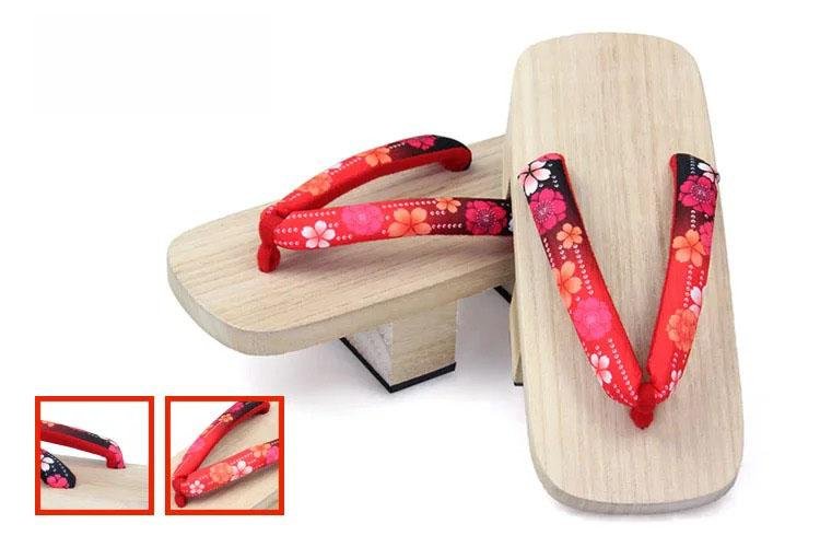 Women's Traditional Japanese Sandals 【Red Sakura】 - Getamashi