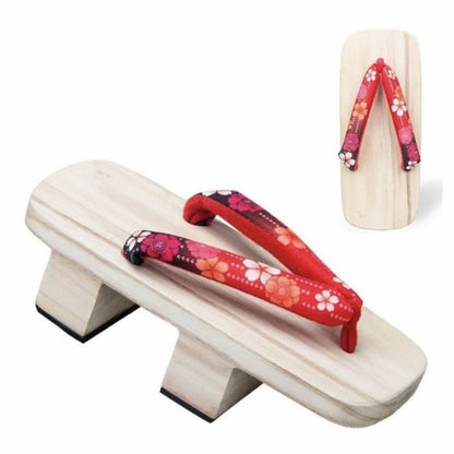 Women's Traditional Japanese Sandals 【Red Sakura】 - Getamashi